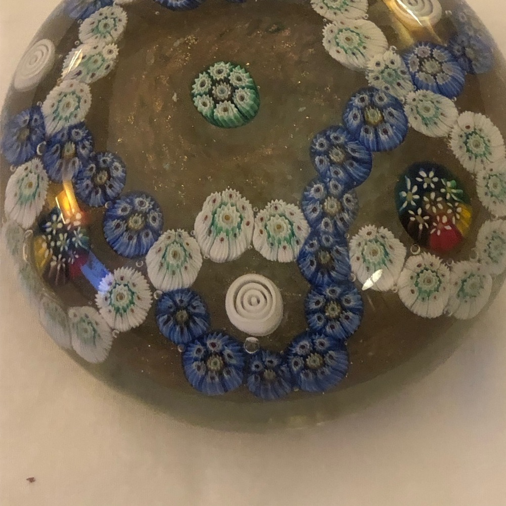 Millefiori Paperweight Vintage Blue White Green Red Floral Star Pattern GORGEOUS - Picture 3 of 12